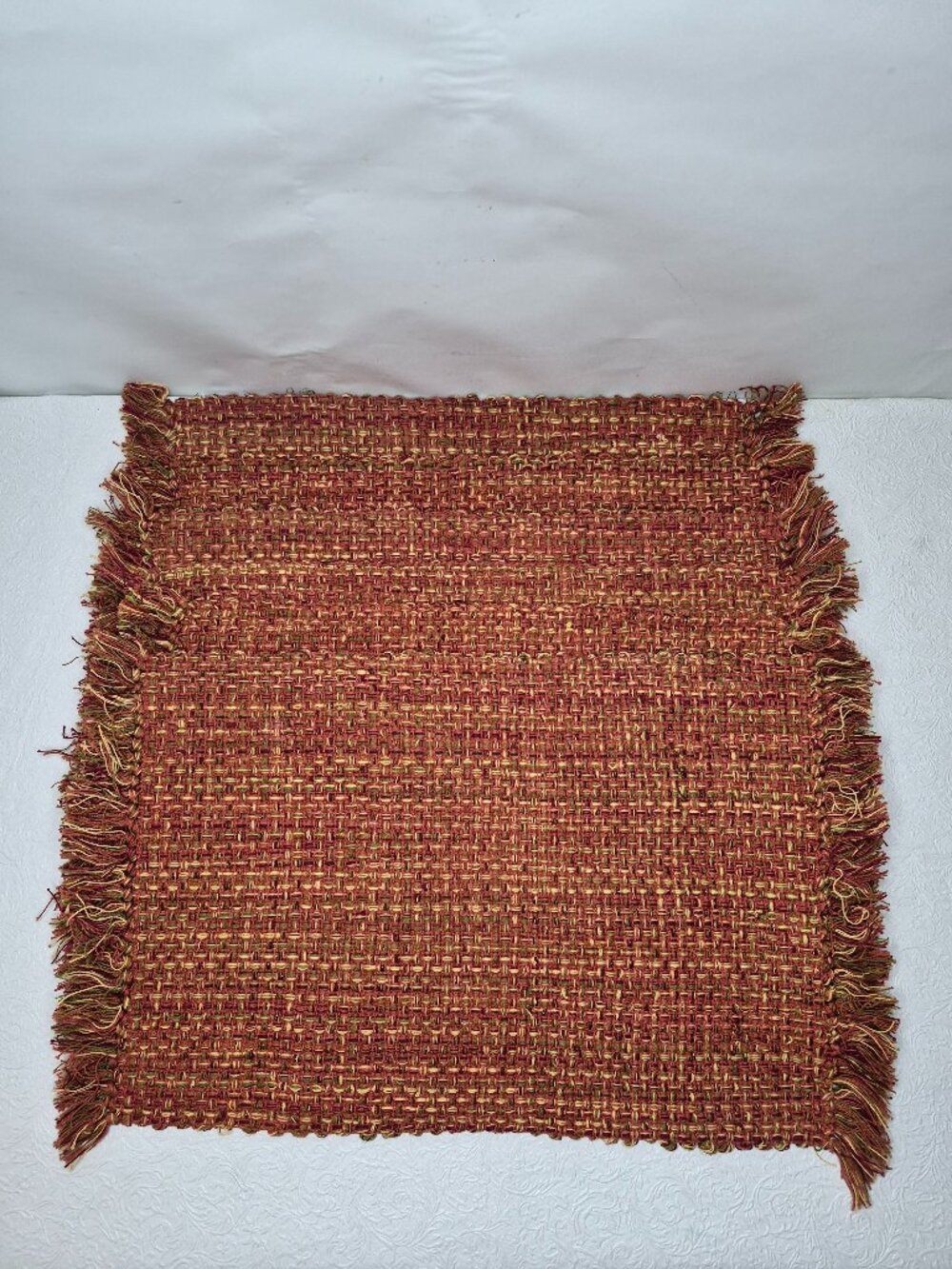Tweed Autumn Fall Harvest Placemat Rust Orange Maroon Olive Green Brown Set of 6